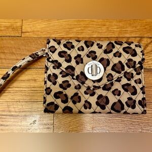 Vera Bradley Brown Leopard Quilted Wristlet
